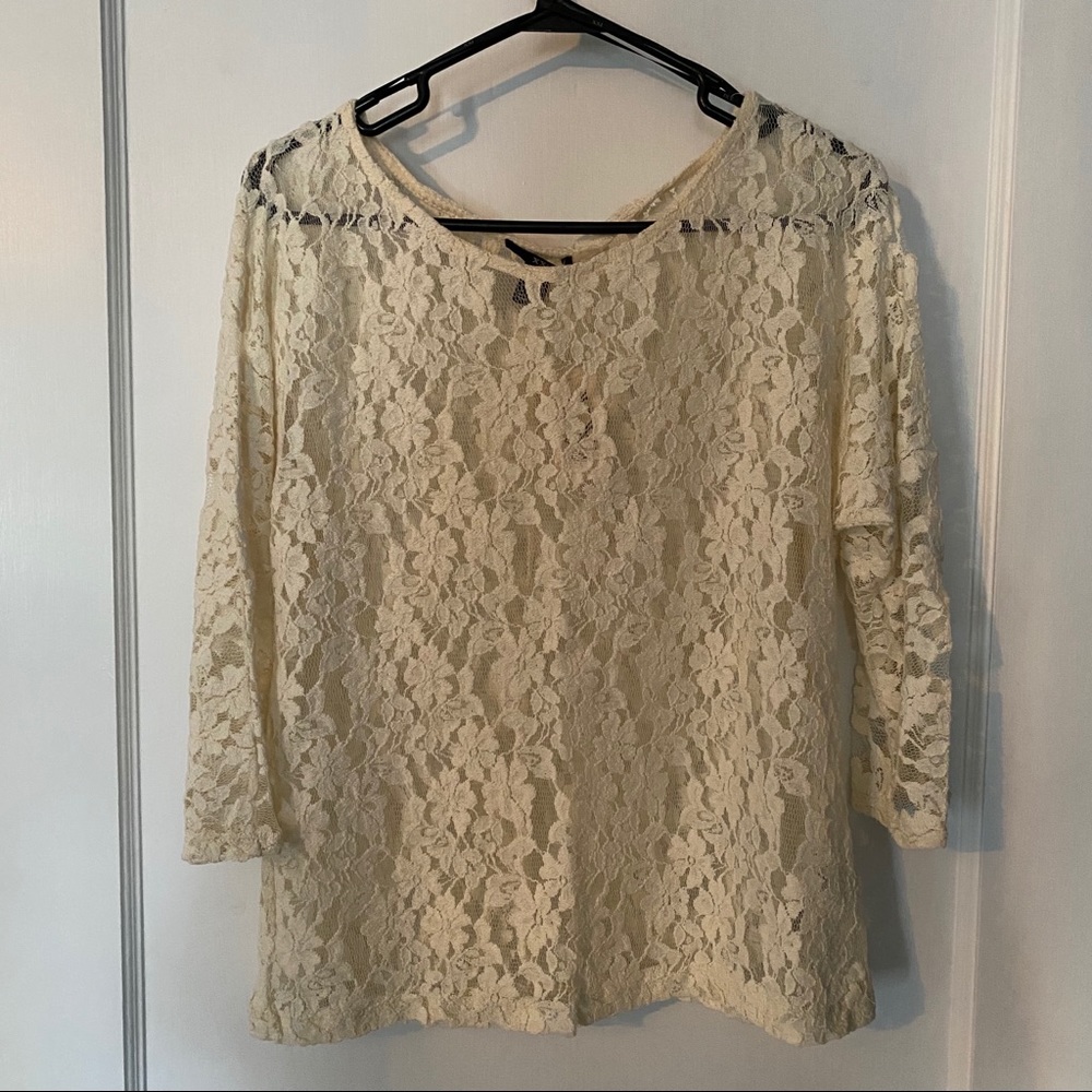 Forever 21 NWT Cream Lace Shirt, Size L
